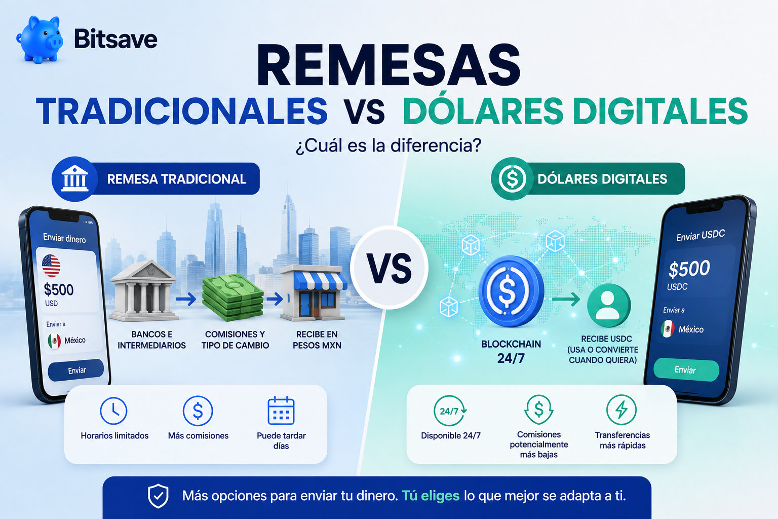 Remesas tradicionales vs dólares digitales: ¿cuál es la diferencia?