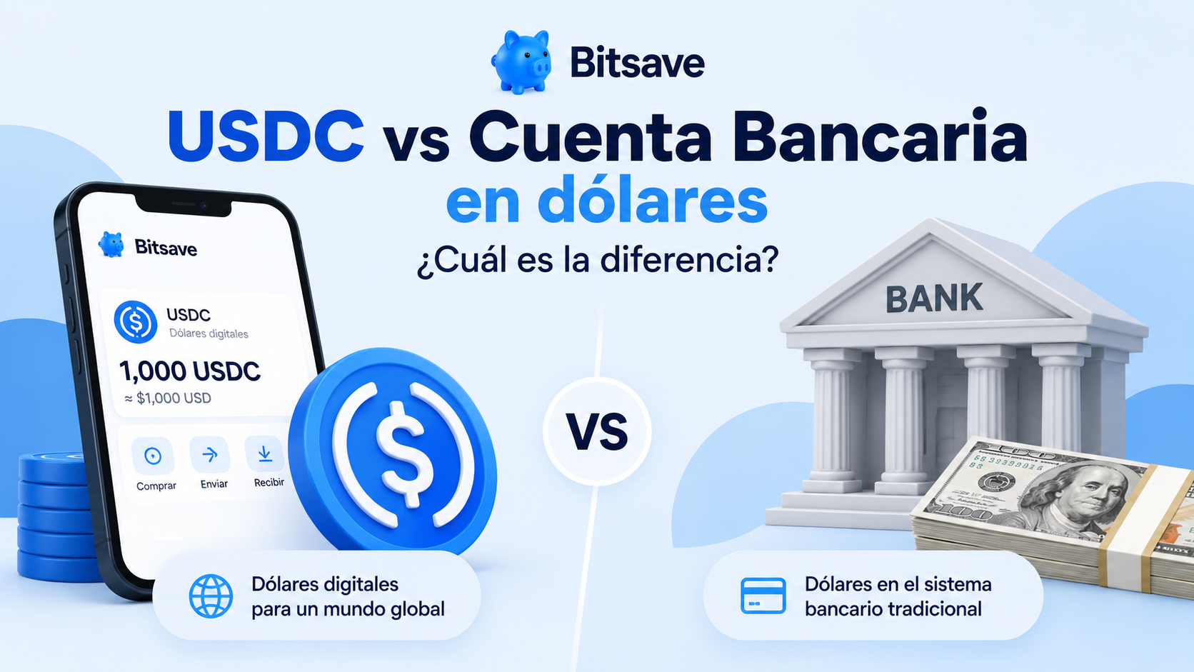 USDC vs cuenta bancaria en dólares: ¿cuál es la diferencia?